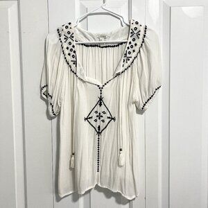 Forever21 Women's Boho Ivory Top (Size M)
